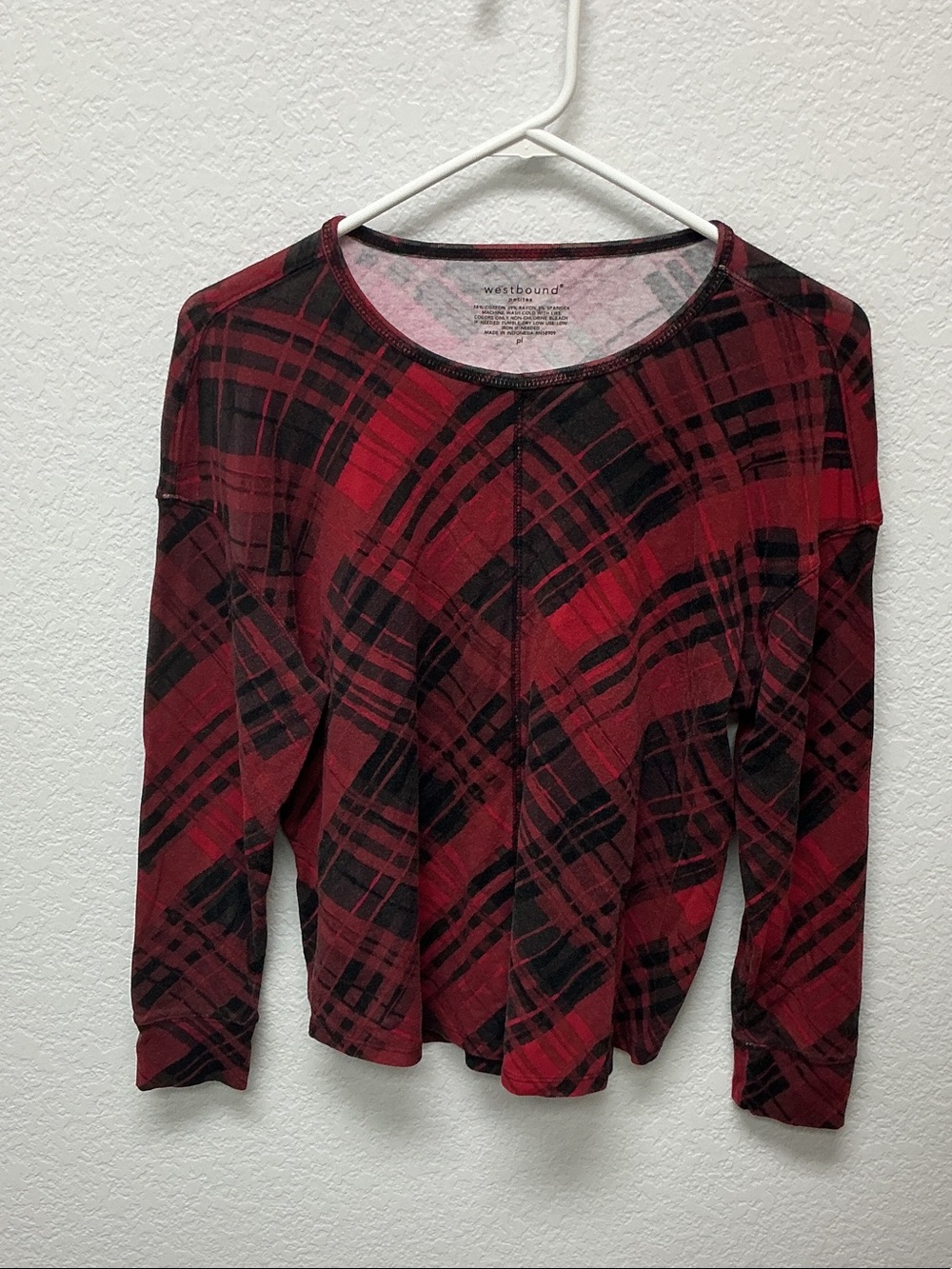 Westbound Red & Black Plaid Crewneck Long-Sleeve Top